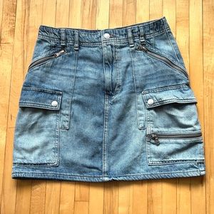 We the Free by Free People Denim Indigo Zipper Avenue Skirt Size 29